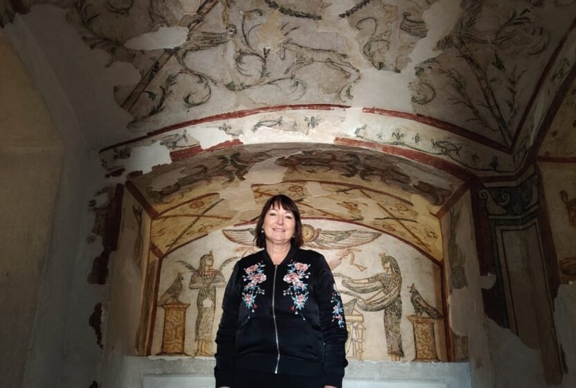 Traveller in the Catacombs of Kom el Shoqafa, Alexandria
