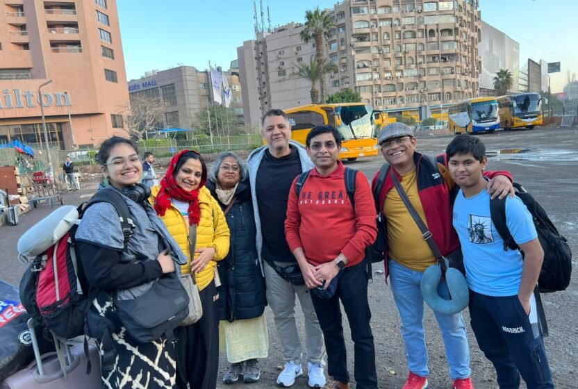Tour group on Alexandria's Mediterranean seafront