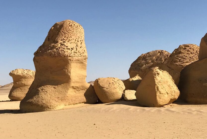 Wind-carved rock formations in the Fayoum desert