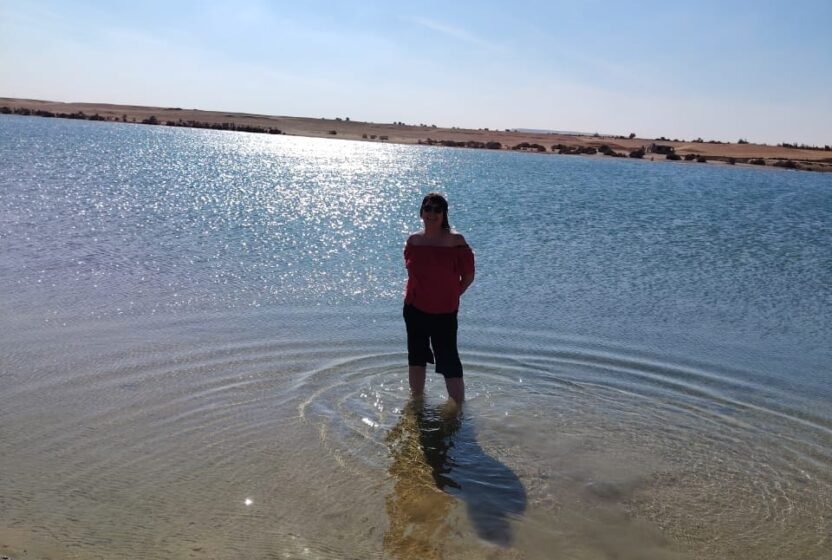 Wading in the lake at Wadi El Rayan, Fayoum