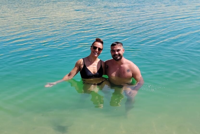Swimming in the clear water of a Fayoum lake