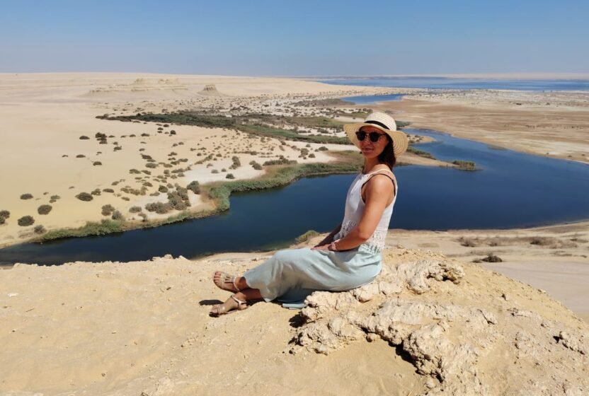 Desert and lake view in Fayoum