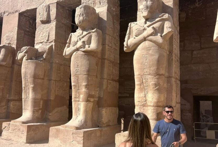 Osiride statues of Ramesses II on a Nile cruise visit