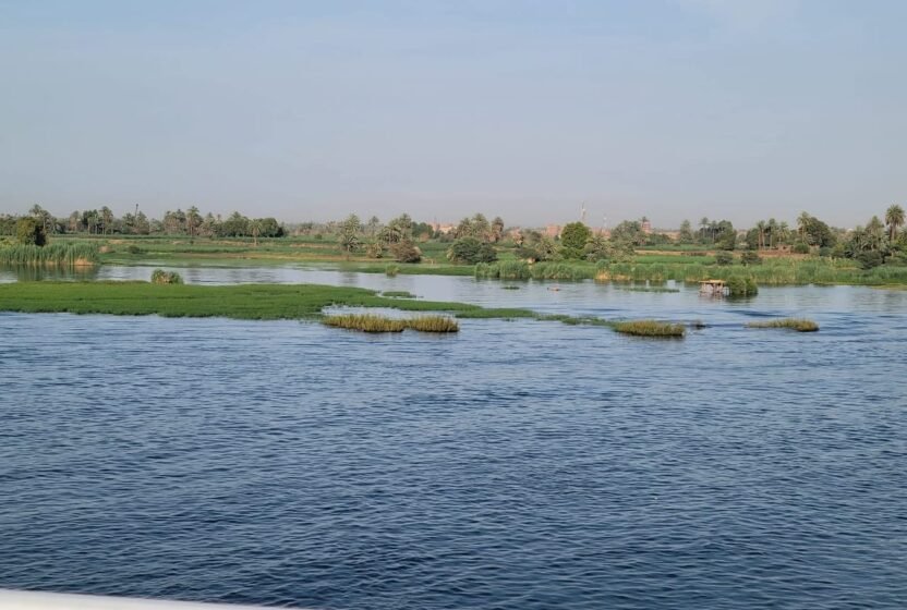 The Nile and its green banks seen from the cruise ship