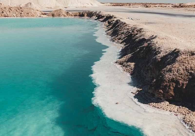 Turquoise salt lake in Siwa Oasis