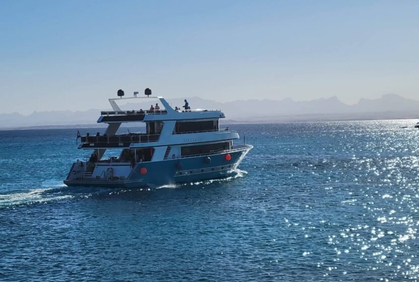 Boat sailing on the Red Sea off Ain Sokhna