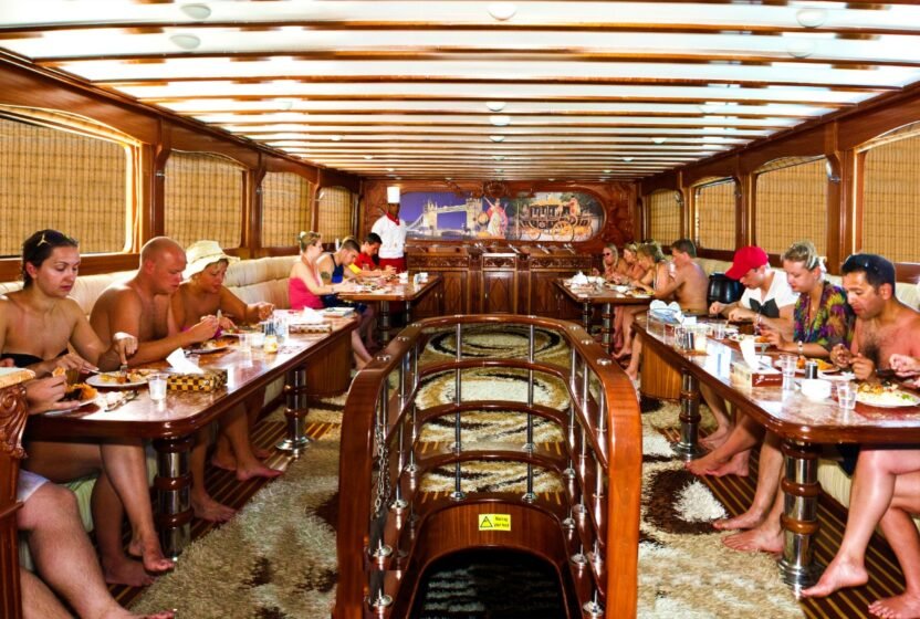 Dining area on board the Red Sea boat